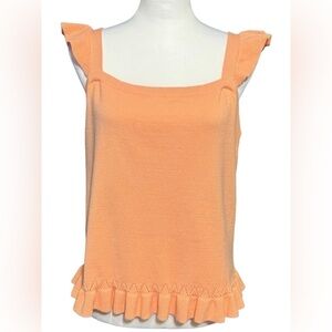 Ann Taylor LOFT Pointelle Ruffle Sweater Tank Top Women’s Size XL Easy styling